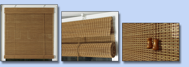 Bambus Rollo Rollup zweifarbig in Braun und Natur