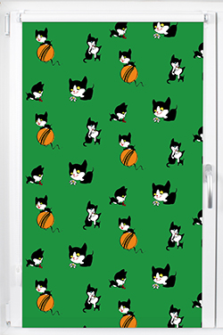 PIXXFISH Minirollo - Katzen 3 auf Grün