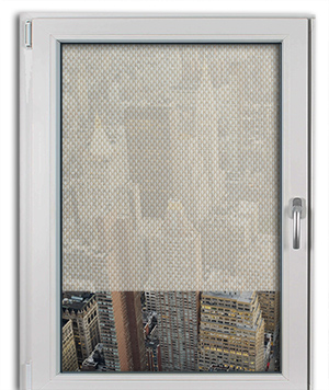 ROLLOFIXS Screen<br>Auenrollo mit Kettenzug<br>Typ: Screen Basic-Transparent<br>Farbe: 102 beige-weiss<br>vorne abrollend<br>Maanfertigung