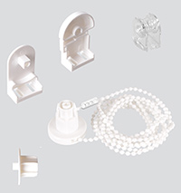 EFIXS Montageset fr Rollo mit 25 mm Rollowelle<br>PVC Trger<br>Farbe: wei<br>Bedienlnge: ca. 120 cm<br>Lieferzeit: ca. 2 Werktage